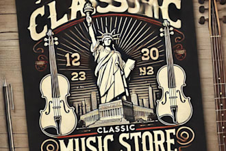 create music store vintage logo design with unlimited review