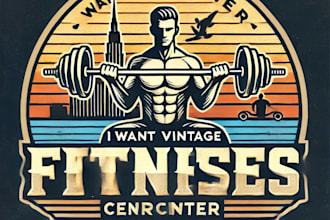 do vintage fitness center logo design with business page
