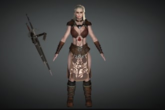stylized 3d character modeling, realistic game character,ue5, texturing, rig3d