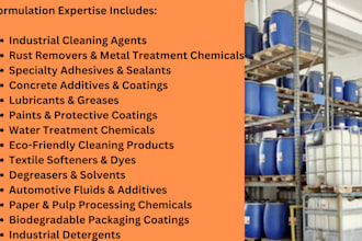 develop industrial and chemical formulation for any products