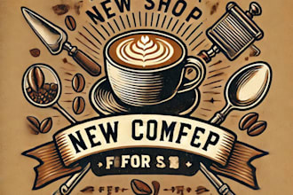 do make vintage coffee shop logo design with unlimited review