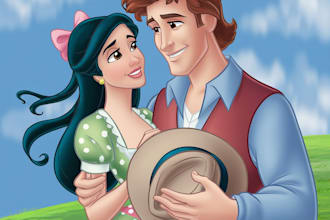 draw your couple into lovely disney cartoon portrait