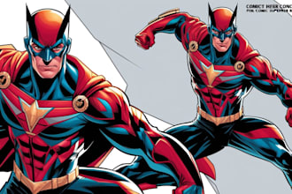 create concept art superhero character design for comics