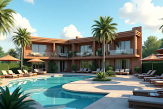 do US architectural drawings for hotel restaurant villa resort design