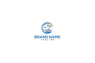 design a captivating beach wave tree logo