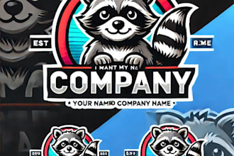 do crate raccoon mascot logo design with express delivery