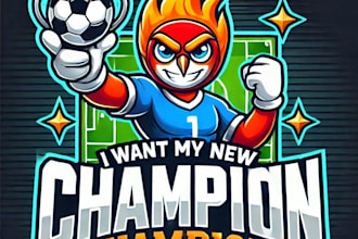 do make football champion cup mascot logo design with express delivery