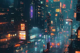 design illustration of futuristic cyberpunk city