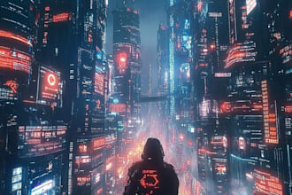 do a  illustration of futuristic cyberpunk city
