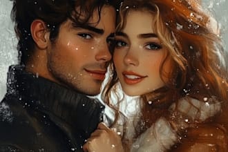 draw you anime couple art portrait
