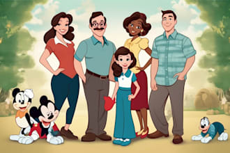 design a professional disney family portrait