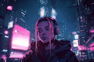 design cyberpunk futuristic city illustration