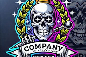 do create iconic skull mascot logo design with unlimited review