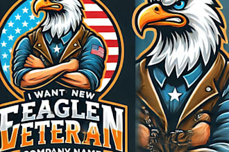 do make eagle veteran mascot logo design with 1 day delivery