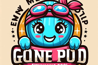 do make girls swimming pool mascot logo design with unlimited review