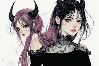 draw anime or manga 2d art illustrations