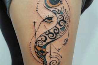 do your line art custom tattoo design and illustration