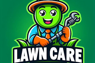 do awesome lawn care mascot logo design with unlimited review