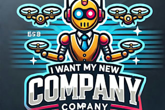 crate robot drone mascot logo design with express delivery
