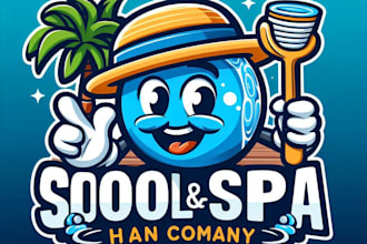 do make pool and spa mascot logo design with express delivery