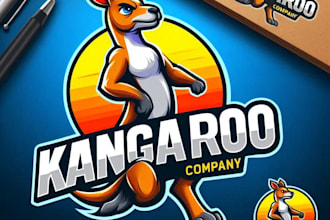 do awesome kangaroo mascot logo design with unlimited review