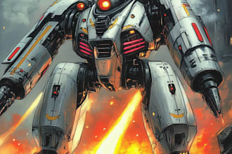 create a robots and concept art of futuristic mecha