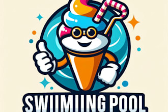 do make swimming pool mascot logo design with 1 day delivery
