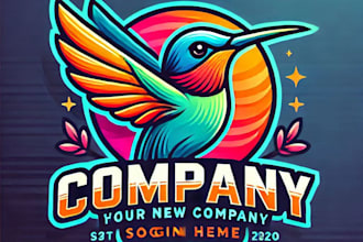 do make hummingbird mascot logo design with 1 day delivery