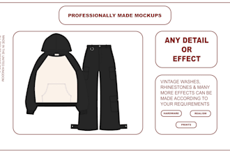 design custom streetwear hoodie mockups and techpack for you