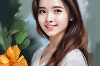 do hand draw realistic digital oil painting portrait