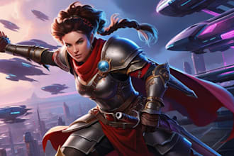 create dnd character art and sci fi concept art