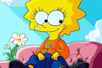 draw best yellow cartoon character like simpson style