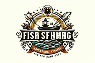 do awesome fishing team and boat charter logo