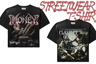 create eye catching vintage grunge streetwear t shirt deisgn for your brand