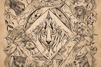 design custom flash tattoo in woodblock style