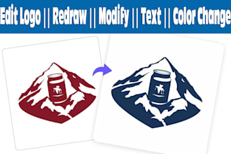 do edit logo, redraw, modify, text, color change, redesign