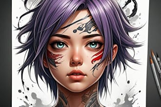 do custom anime tattoo sleeve drawing sketch by renowned