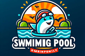 do wonderful swimming pool mascot logo design with unlimited review