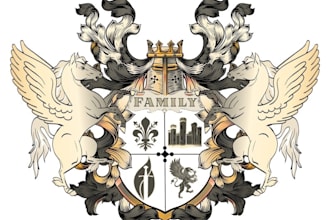 design a custom heraldic family crest and coat of arms logo