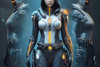 create scifi or game character illustration