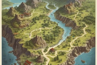 draw 2d rpg fantasy map, landscape, dndart map design