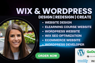 design wordpress, figma to wp, ecommerce, shopify, wix studio website developer