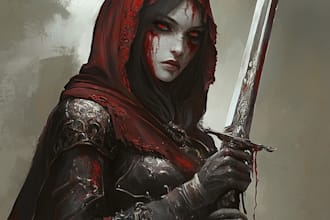 do a fantasy horror character logo and friendship portrait