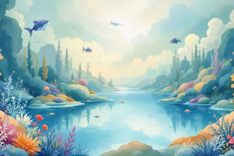 draw a watercolor landscape illustration