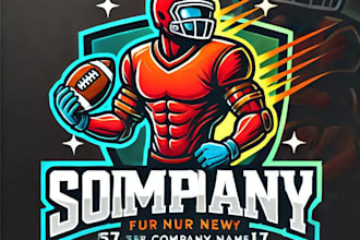 do awesome football player champion mascot logo design with express delivery