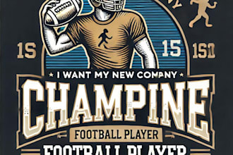 do wonderful football player champion vintage logo design