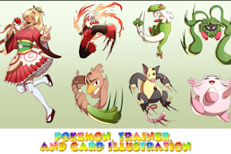 draw custom pokemon digimon trainer card, fakemon fanart, monsters, pixel art