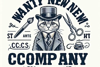 do amazing cat hand drawing vintage logo design with unlimited review