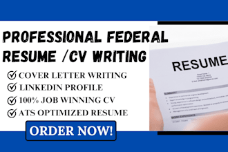 write federal, government, USA jobs, military, irs, epa resume