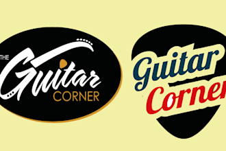 create a unique guitar logo t shirt design